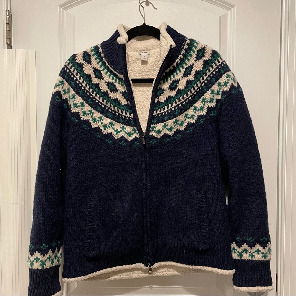 LL Bean sherpa sweater jacket